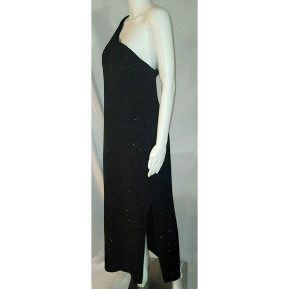 Ronnie Nicole One Shoulder Sparkling Black Maxi Dress - Size 12P - Picture 3 of 8